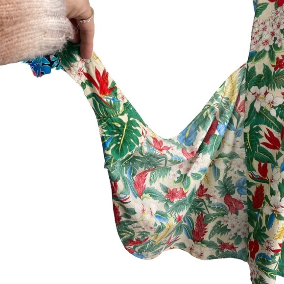 Vintage Hilo Hattie Dress Size Large Hawaiian Faux Wrap Tropical Red Blue Green - Picture 6 of 11